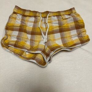 Plaid Yellow and Brown Women's Shorts